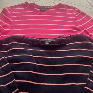 Women's Pink and Navy Striped Tops